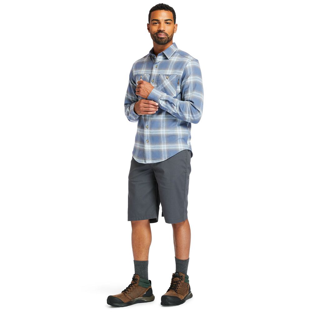 Timberland Πουκαμισα Ανδρικα Μπλε/Ασπρα - Pro® Woodfort Flex Flannel Work - Greece 5874102-YT